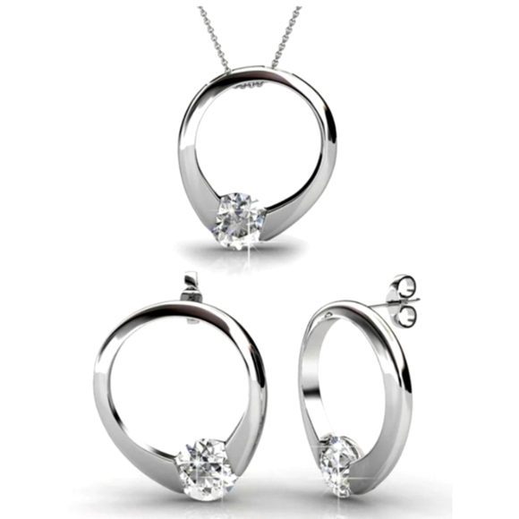 Cate &Chloe Jewelry - 18k White Gold Plated Necklace and Earrings Jewelry Set